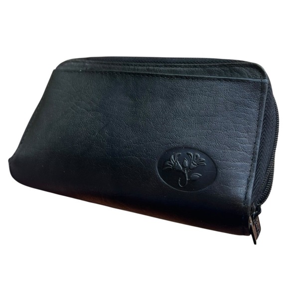 Buxton Handbags - Buxton Double Zip Leather Organizer Wallet Black Unused With Mirror 6"x4"